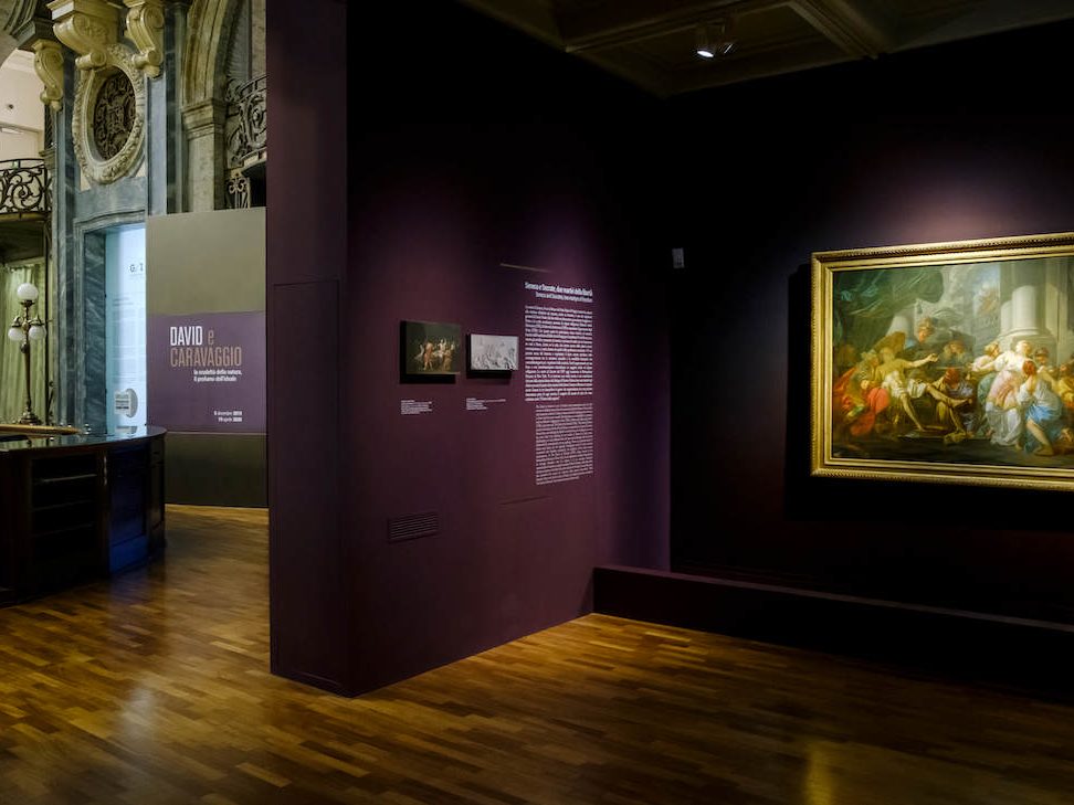 Allestimento mostra David e Caravaggio. La crudeltà della natura, il profumo dell’ideale