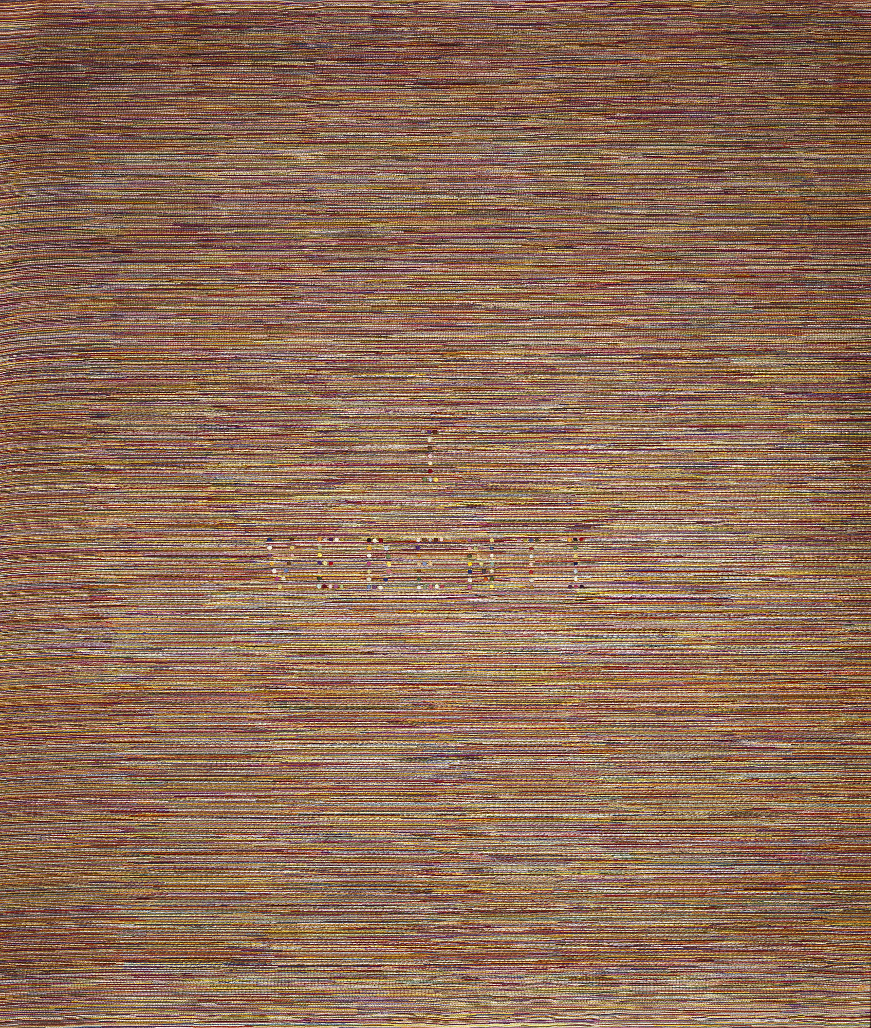 Alighiero Boetti (Torino 1940 - Roma 1994) I vedenti, 1972-1973 ricamo su tela di lino, 164,5 x 140 cm Collezione Luigi e Peppino Agrati