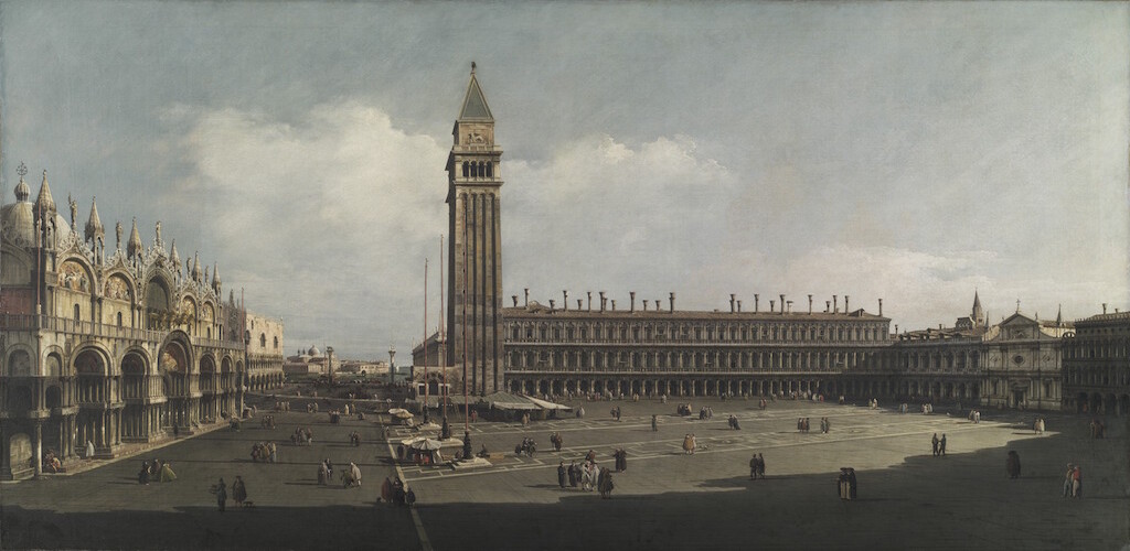 Bernardo Bellotto, Piazza San Marco verso sud-ovest, Venezia (particolare), 1742-1743