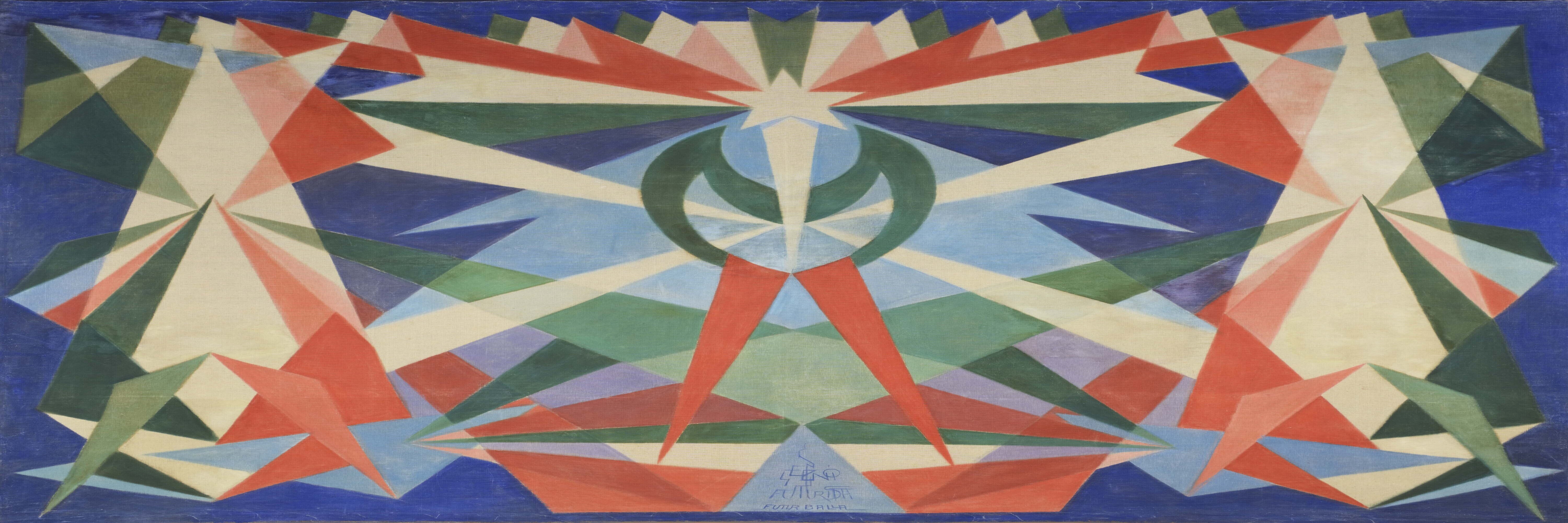 Giacomo Balla, G​enio Futurista​, 1925, olio su tela d’arazzo, cm 279 x 381. Guidonia (Roma), Collezione Biagiotti