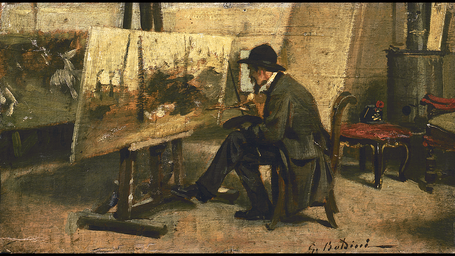 Portrait of Fattori in his Studio, Giovanni Boldini