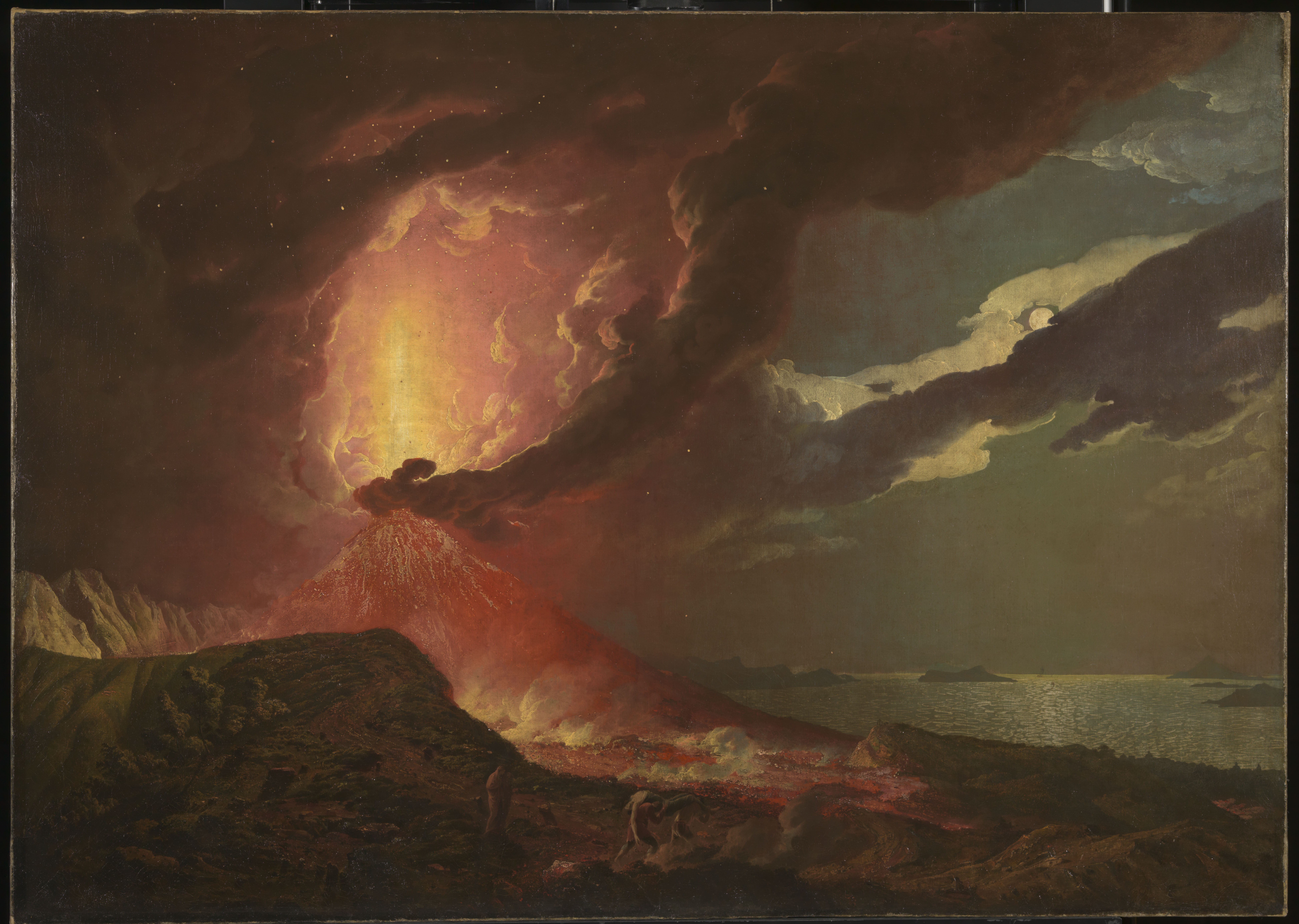 Joseph Wright of Derby, Il Vesuvio in eruzione con le isole del golfo di Napoli, 1776-1780 circa