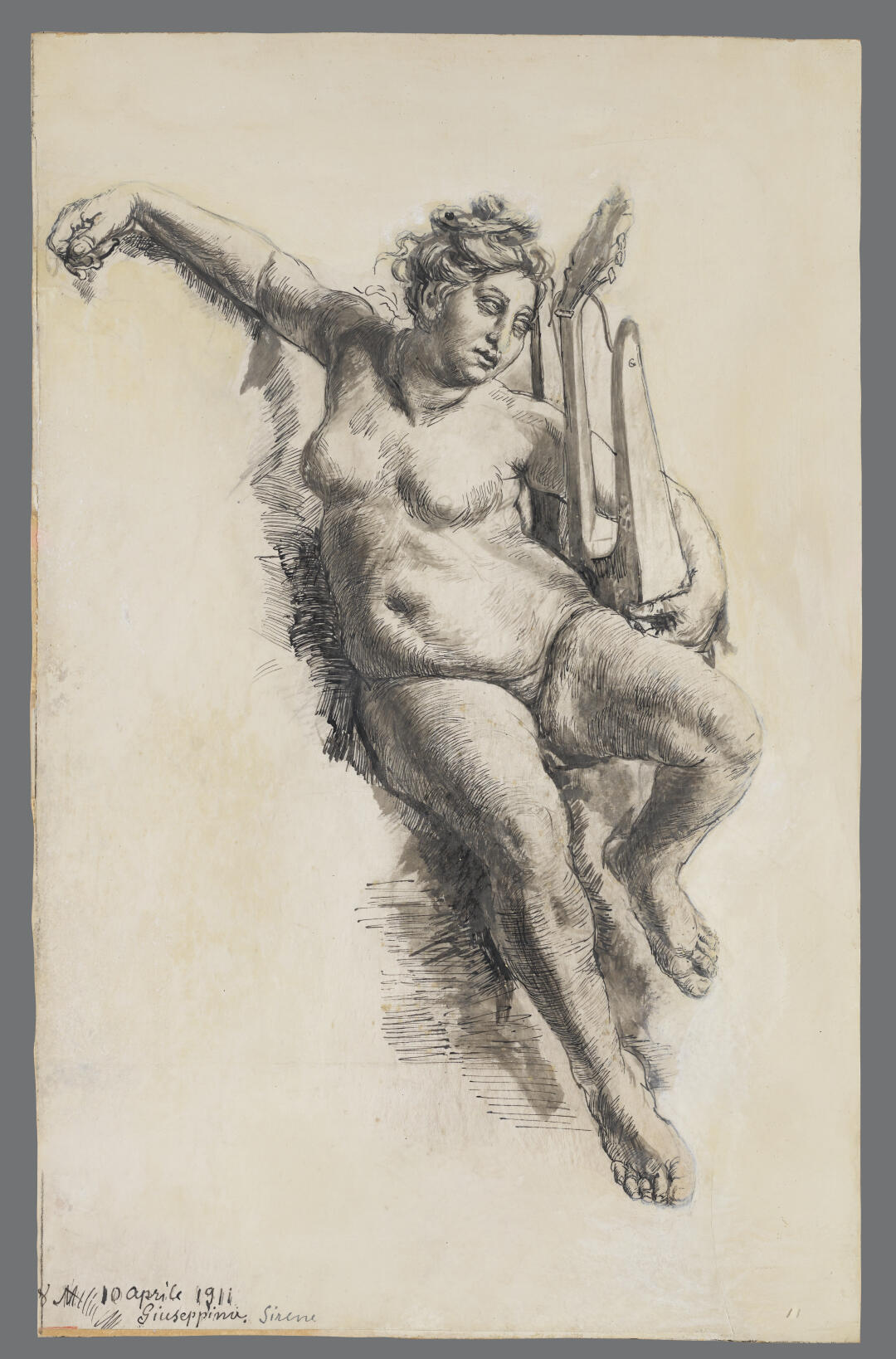 Nudo della figlia Giuseppina come sirena