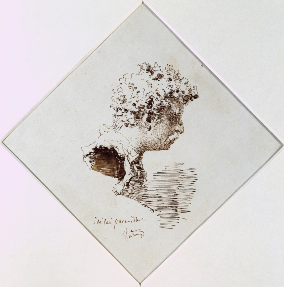 Ritratto di Fortuny da un busto in terracotta eseguito da Gemito