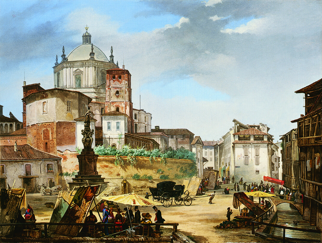 Veduta della piazza della Vetra in Milano