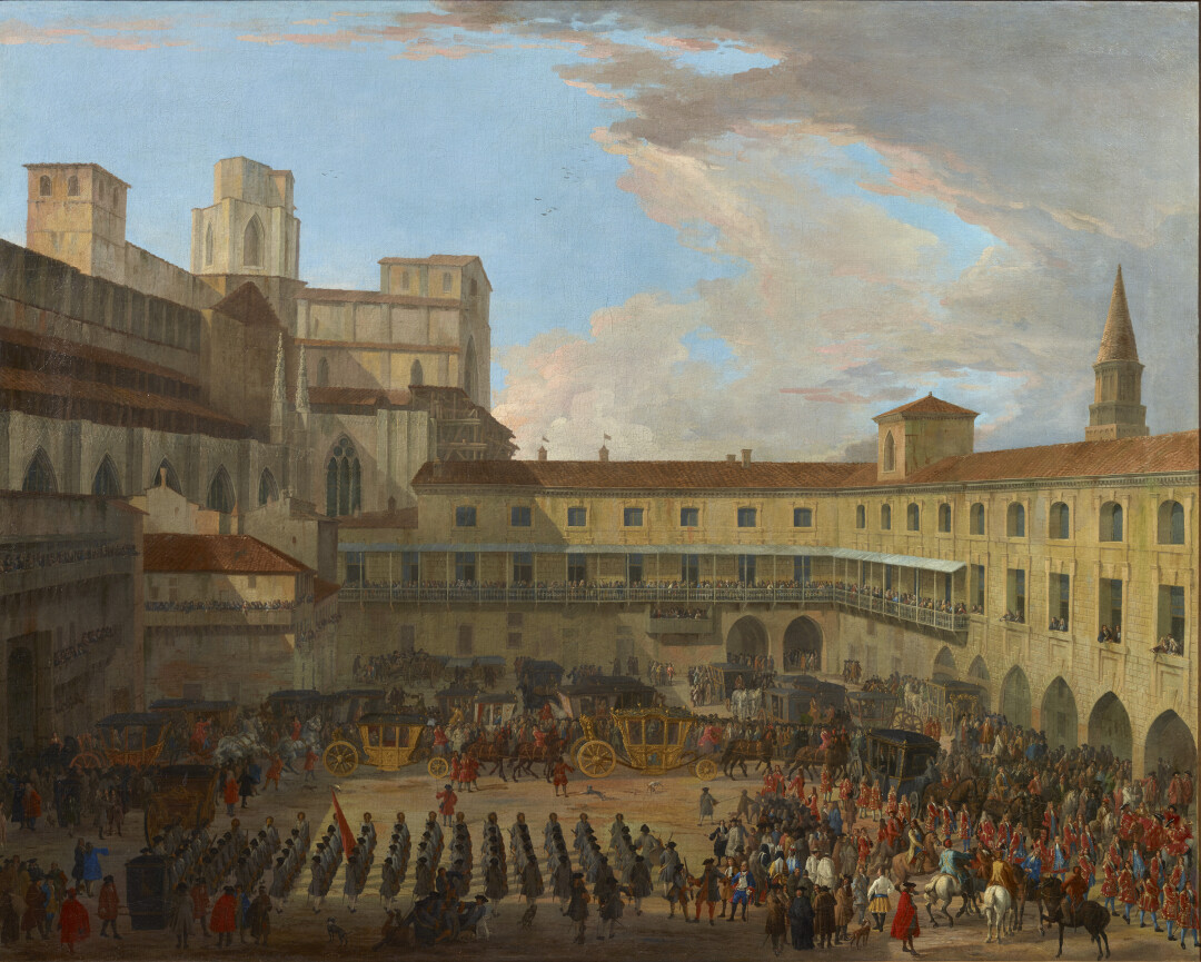 L’arrivo nel Palazzo Ducale di Milano degli oratori straordinari Alvise Pisani e Andrea da Lezze per onorare l’imperatore Carlo VI il 6 novembre 1711