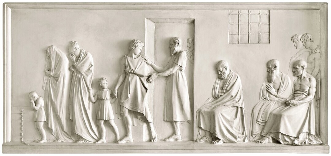 Socrate congeda la propria famiglia