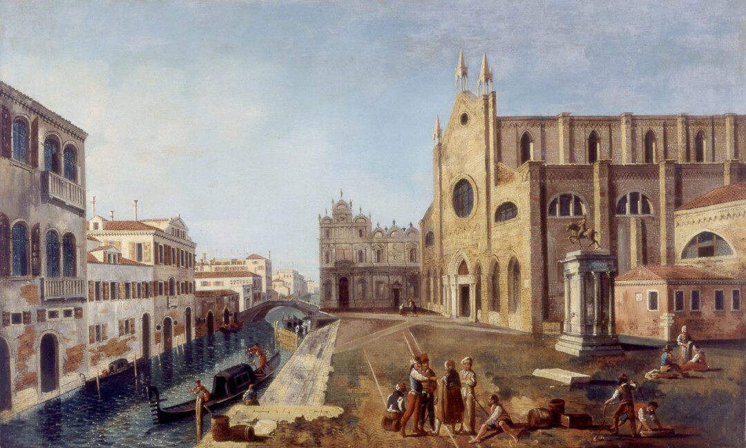 Veduta del campo dei Santi Giovanni e Paolo con la Scuola Grande di San Marco