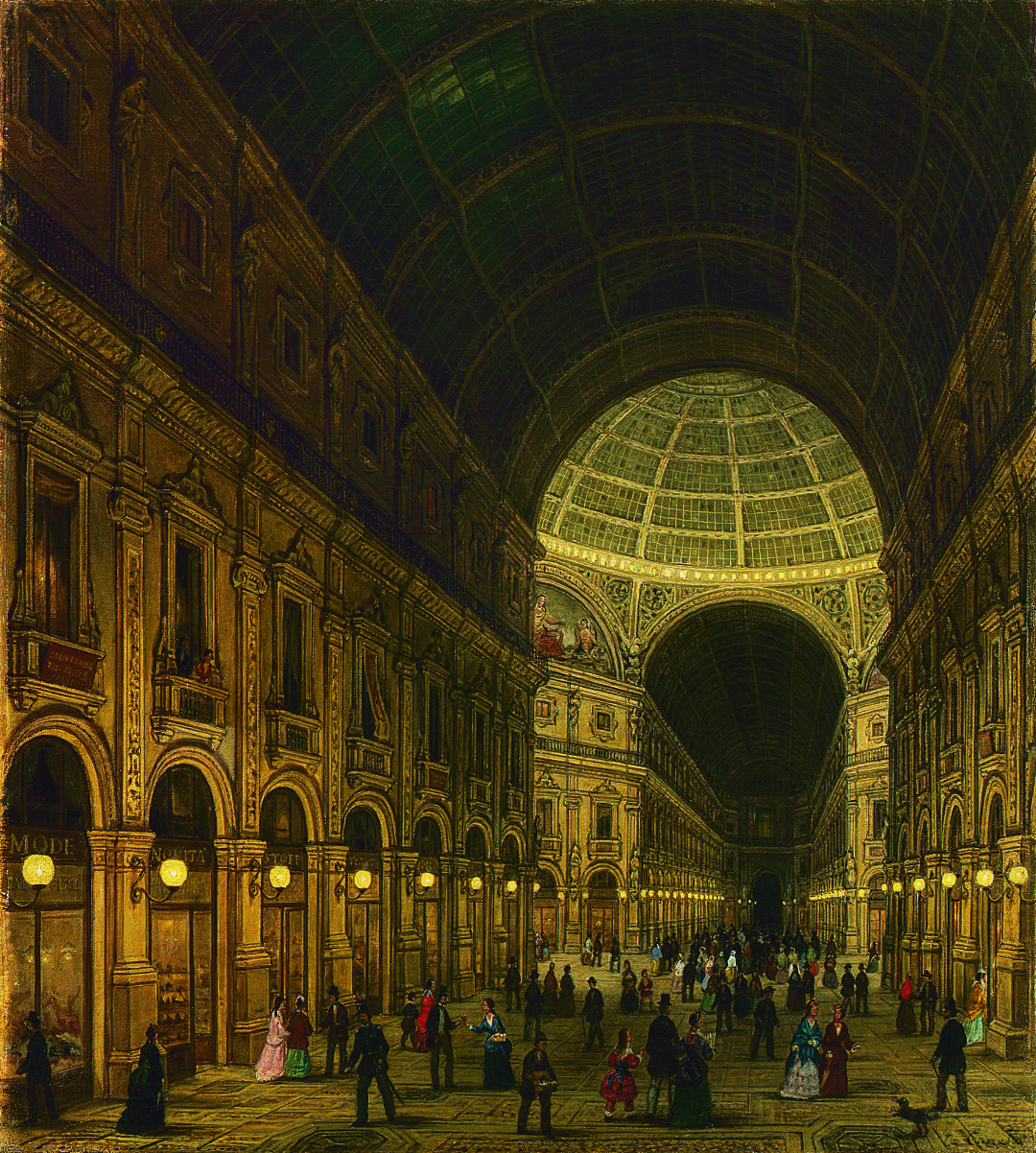 La Nuova Galleria in Milano col passeggio notturno