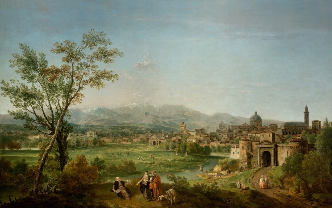 Veduta ideale di Vicenza con celebrazione allegorica di Andrea Palladio