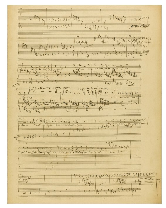 Manoscritto autografo dell’Ave Maria per coro, manoscritto autografo contenete tre bozze dell'overture del Falstaff e telegramma di Verdi a Toscanini