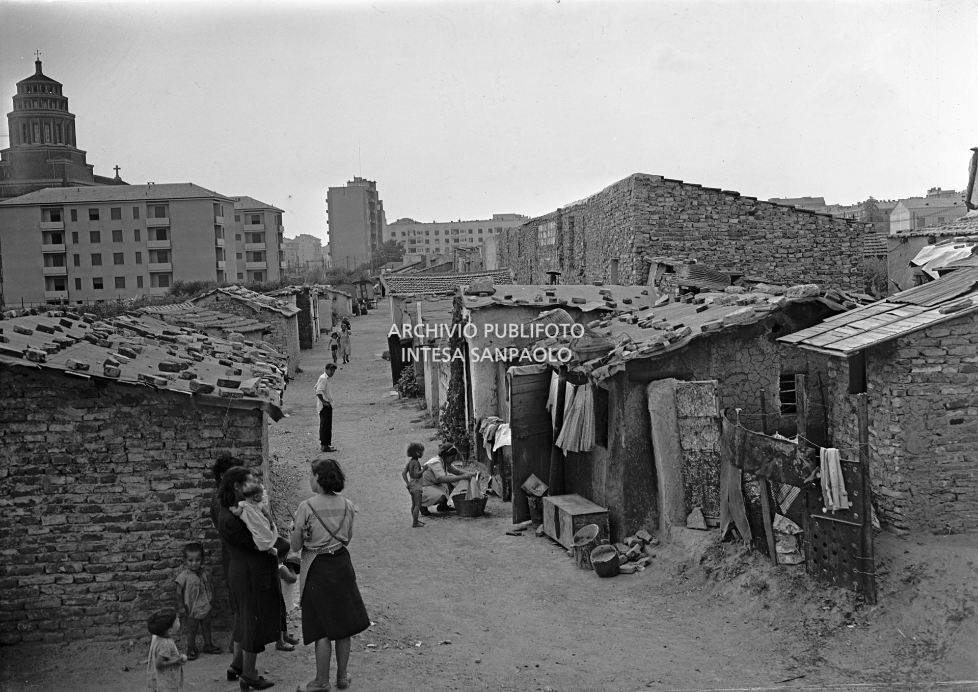 Life in the case minime housing district of Ortica in Milan