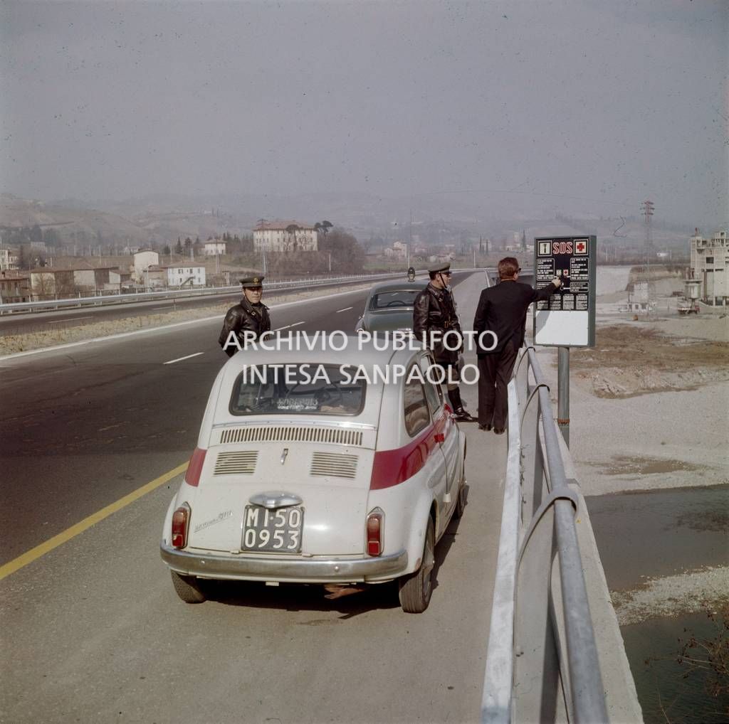 Emergency call column on a motorway