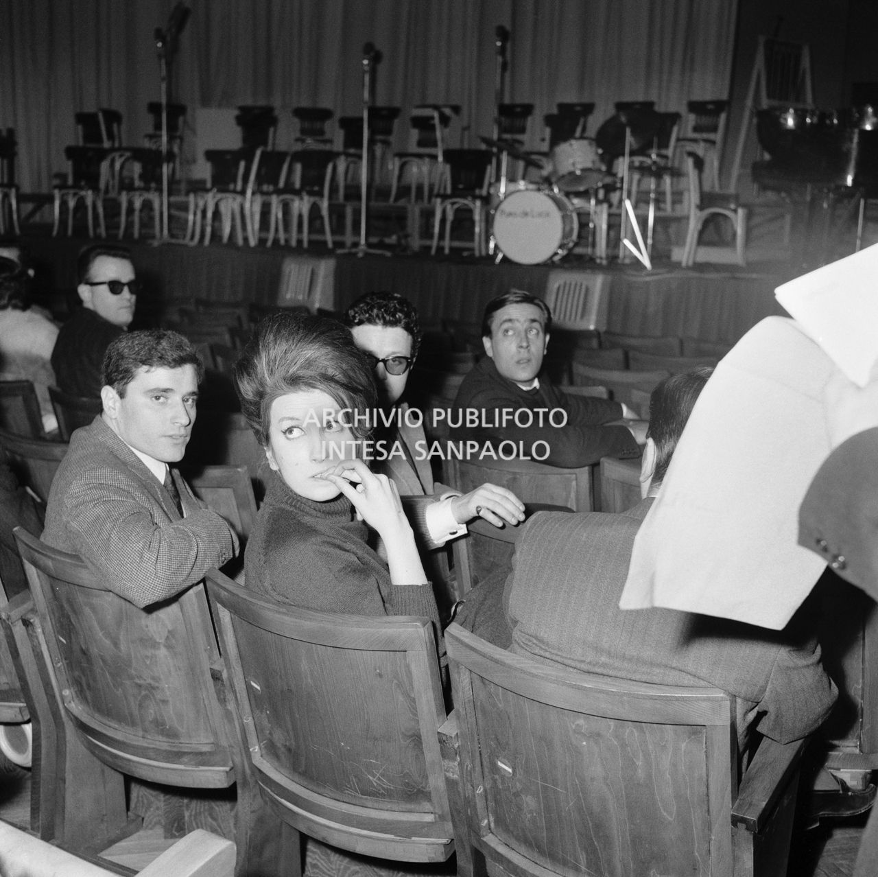 Mina in the stalls during rehearsals for the Sanremo Music Festival
