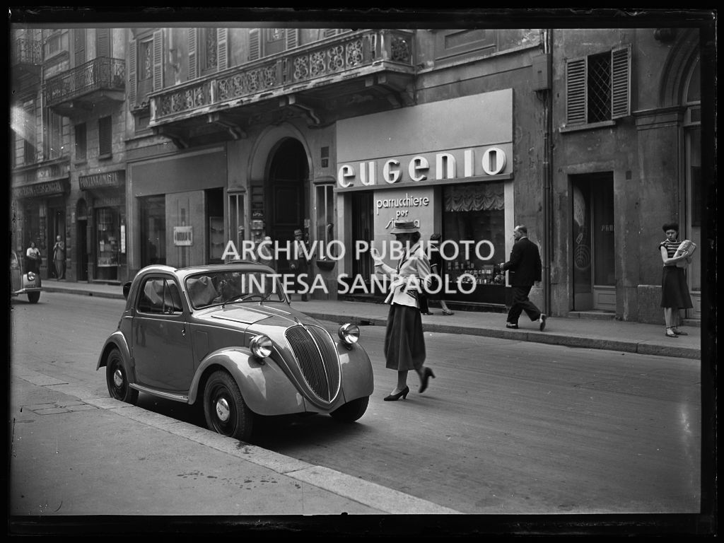 A Fiat 500 B car in via Montenapoleone in Milan