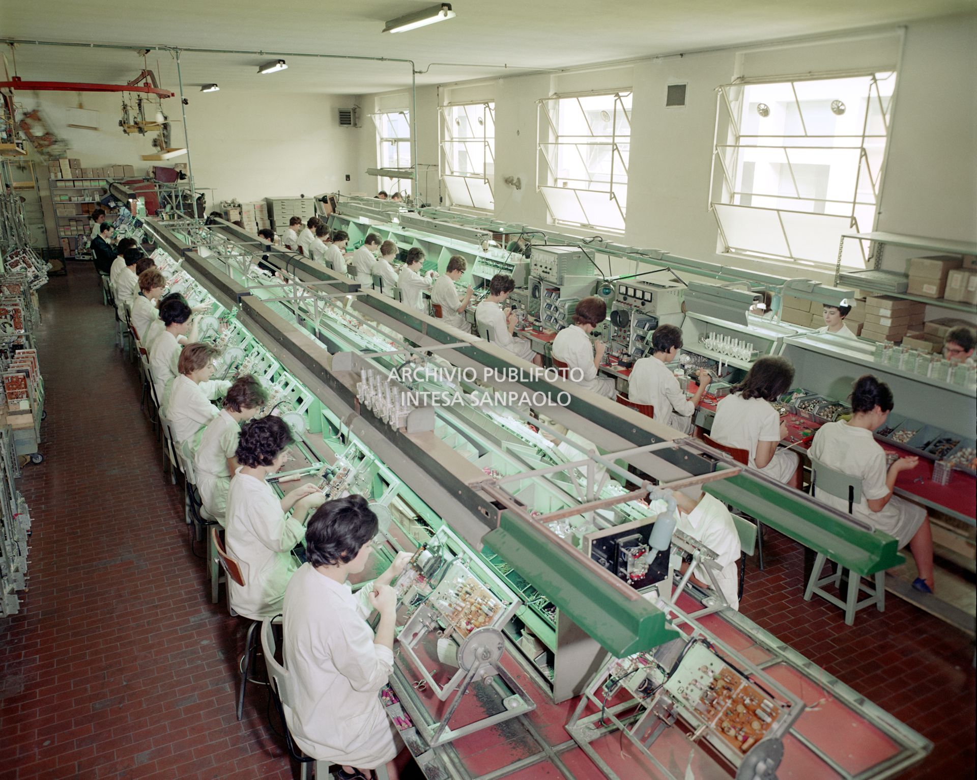 Workers at the Emerson factory in Florence