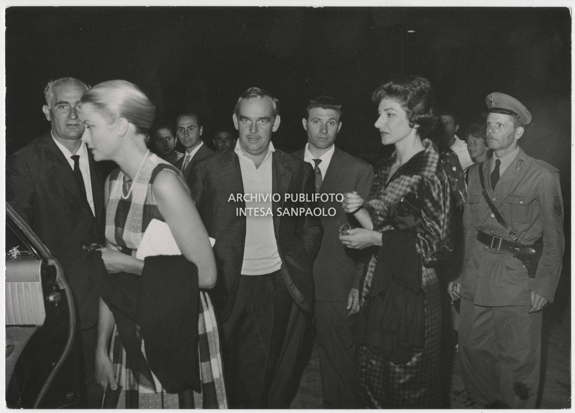 Maria Callas, Grace Kelly and Prince Rainier III of Monaco in Palermo