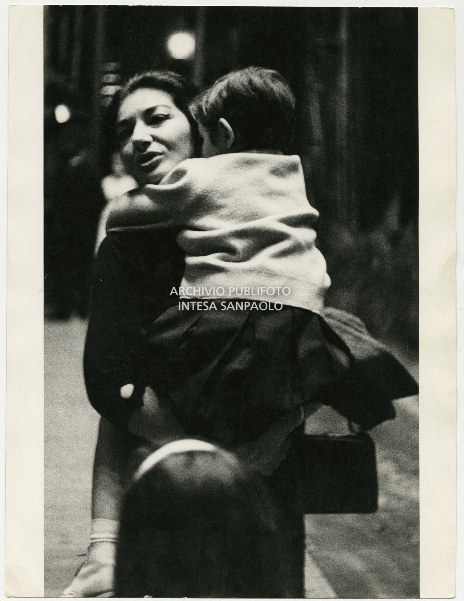 Maria Callas portrayed holding a baby