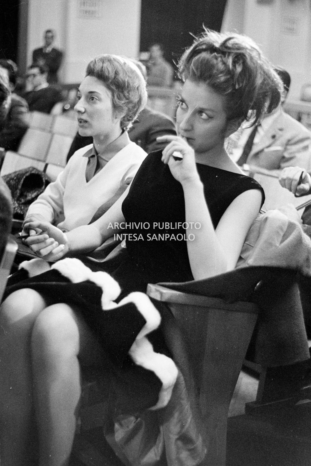 Mina in the stalls at rehearsals for the 11th Sanremo Festival