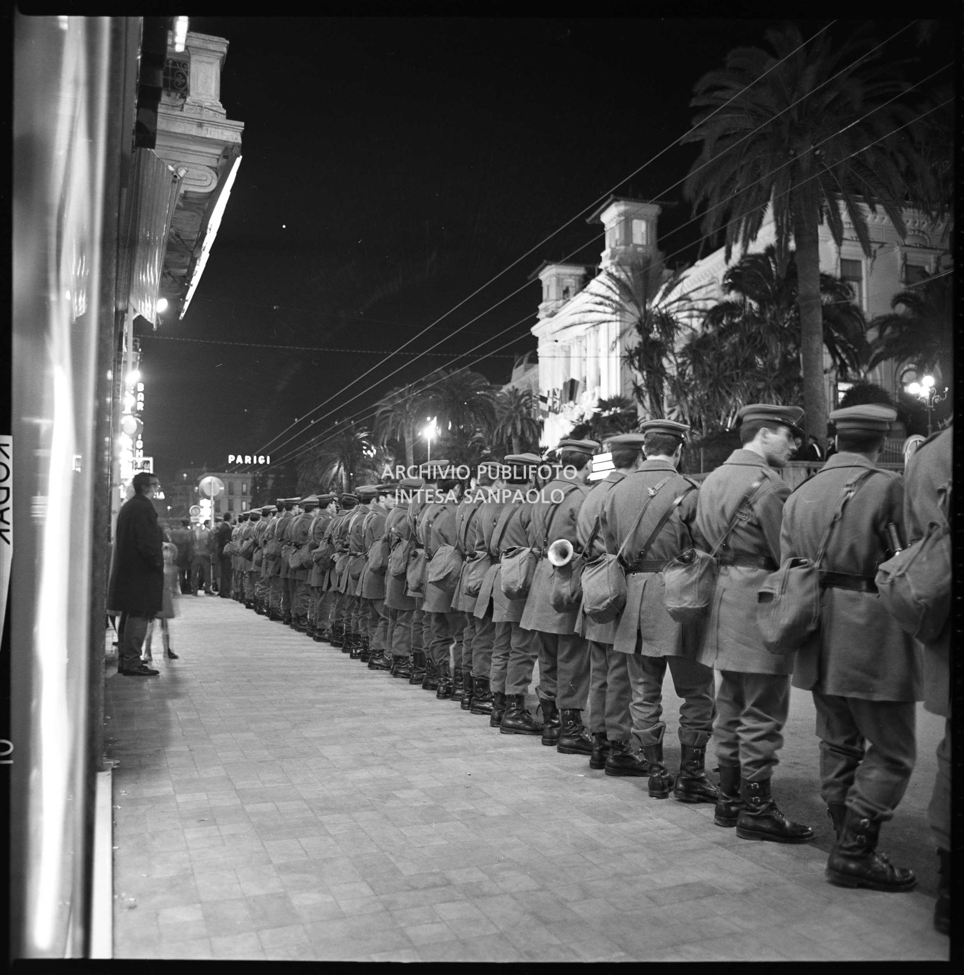Police ropes guard the Casino where the 19th Sanremo Festival is taking place, for fear of possible riots