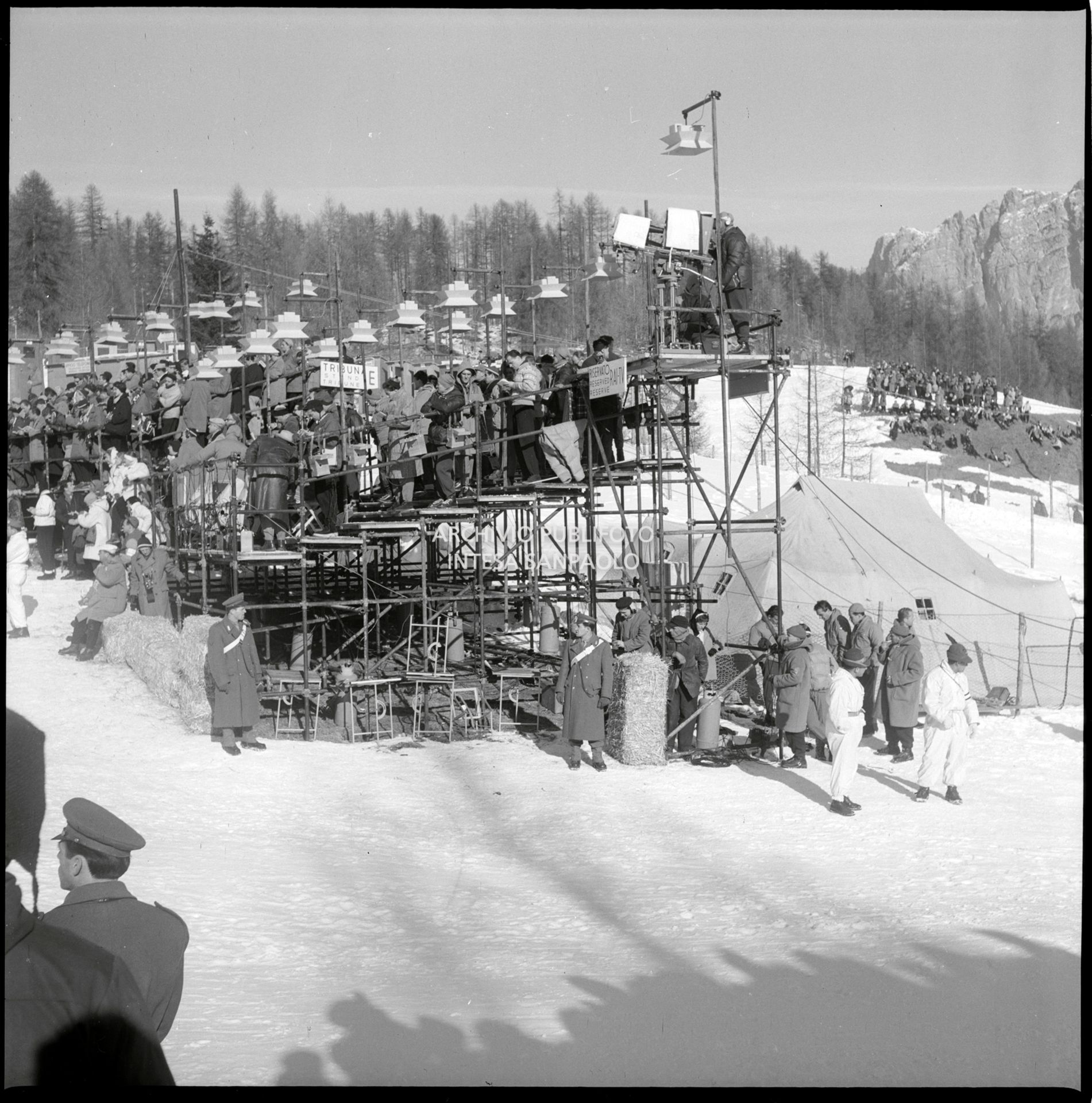 Spectators' stand and and stand reserved for RAI staff