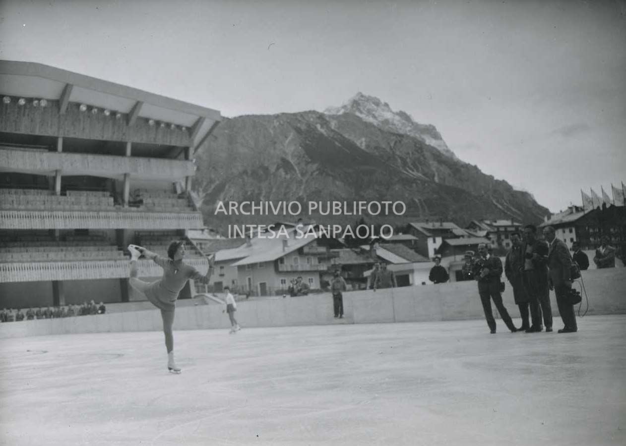 Fiorella Negro performs at the inauguration of the Ice Stadium