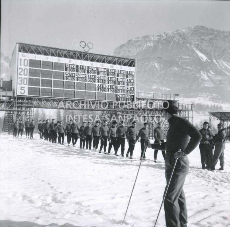 The cross-country skiing time board at the Snow Stadium