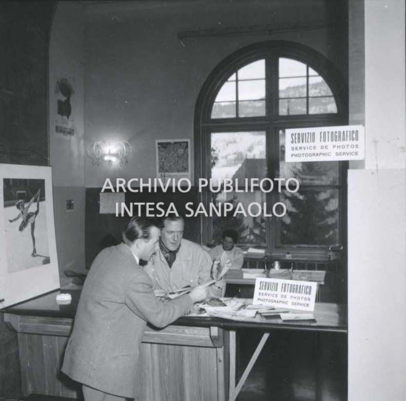 The photography service run by the UFA (Unione Fotografi Ampezzani - Ampezzan Photographers' Union) at the disposal of journalists at the Press Centre based at the Savoia Hotel
