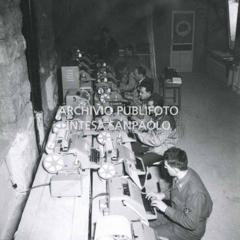 The teleprinter department at the Savoia Hotel in Cortina d'Ampezzo