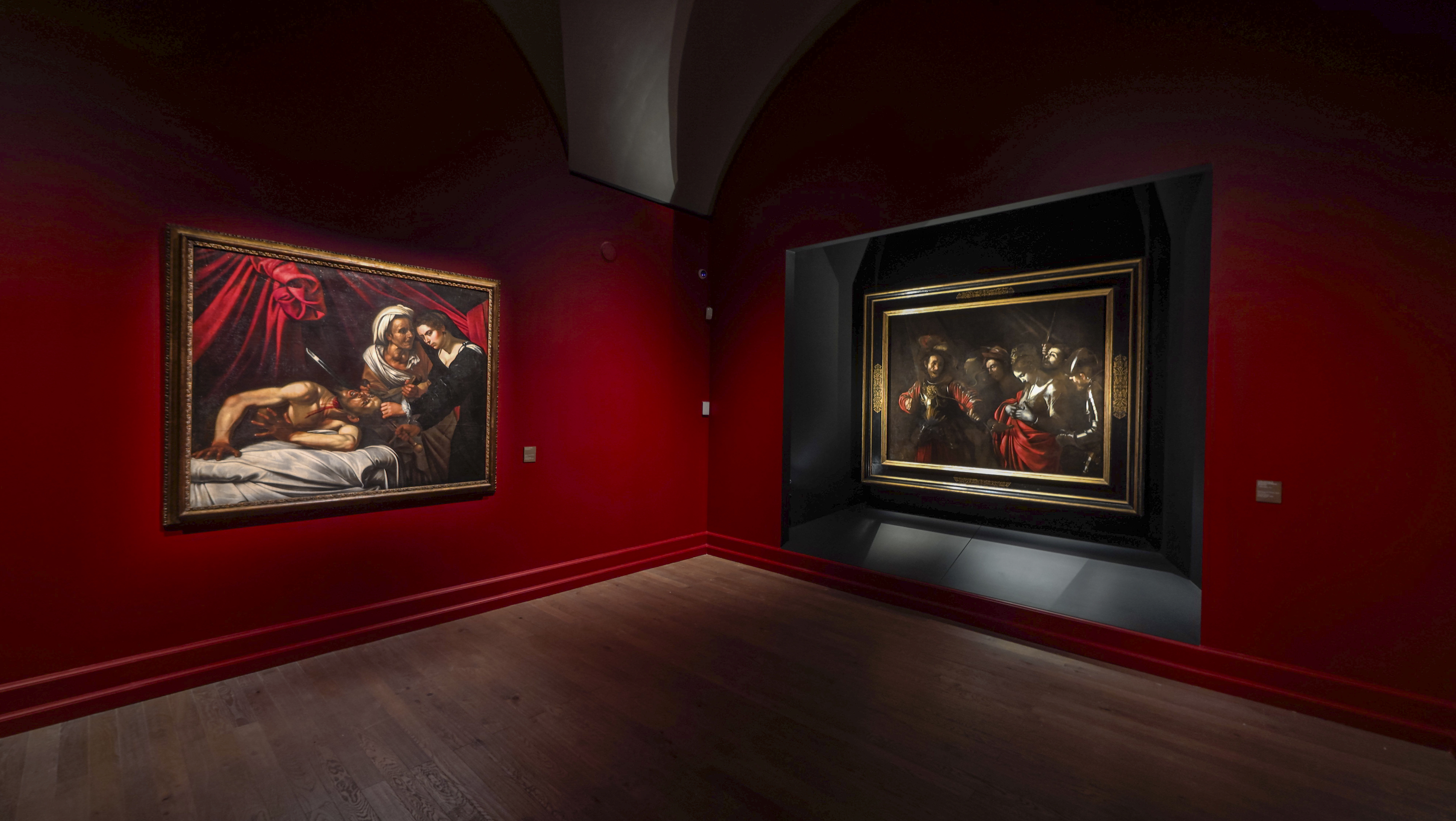 Fotografia della sala con "Martirio di sant'Orsola" di Caravaggio