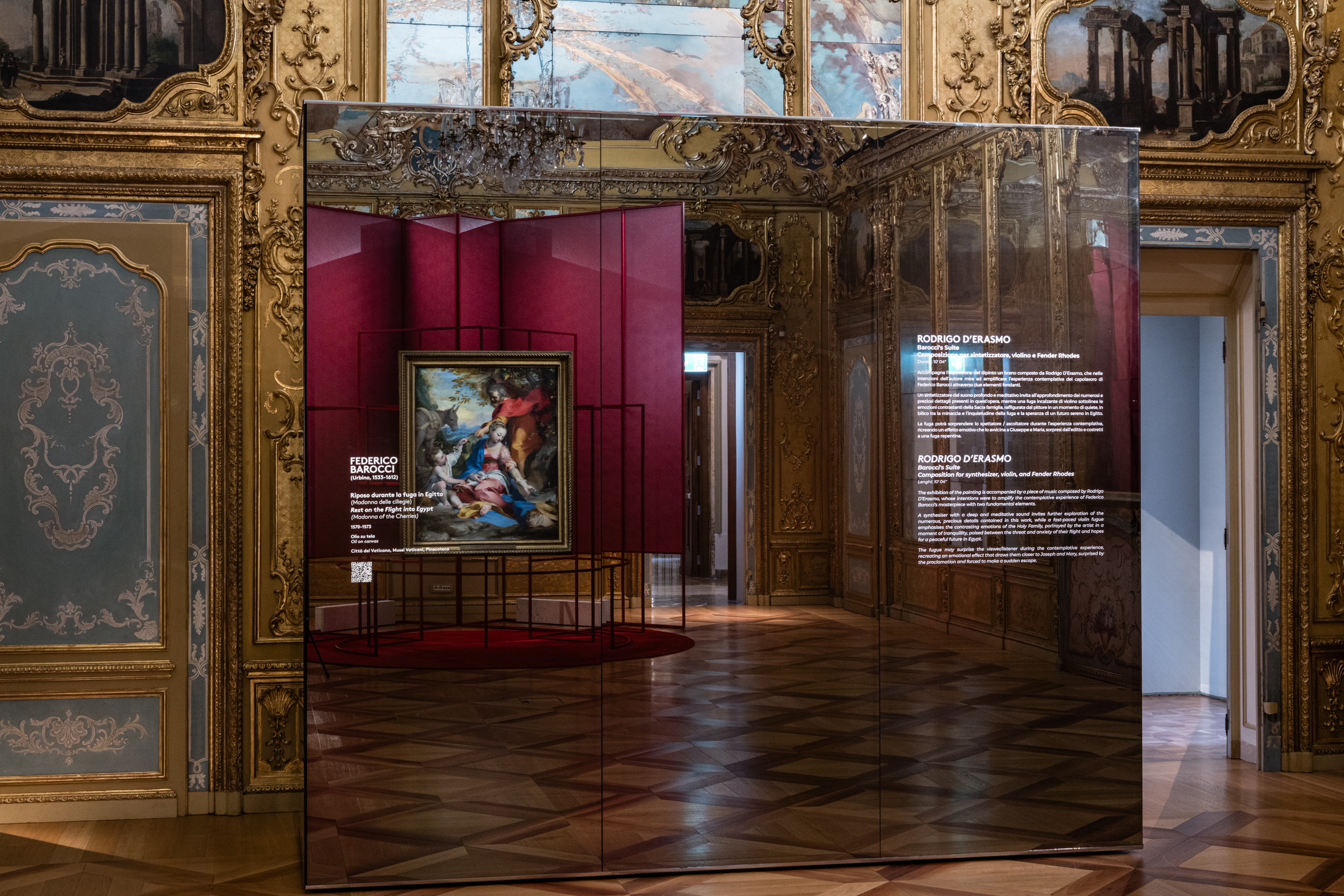 fotografie allestimento mostra "Barocci. La Madonna delle ciliegie. Un capolavoro dai Musei Vaticani"